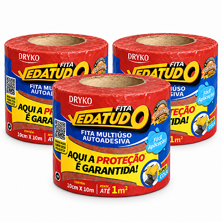 Fita Manta Asfáltica Dryko Veda Tudo Terracota 10cm X 10m 3un
