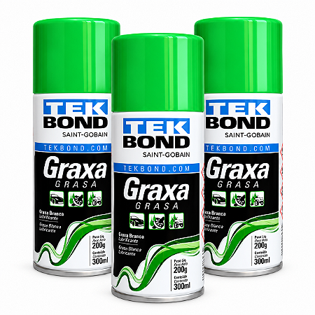 Graxa Branca Lubrificante Spray Tekbond 300ml 200g 3un