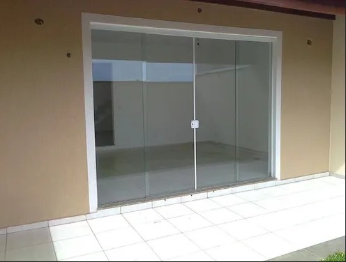 Porta balcão 2,10x2,40  Vidro temperado incolor 8mm kit branco-desmontada