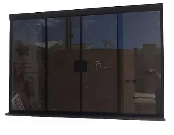 Janela Vidro temperado fumê 1,00x1,20 kit preto desmontada