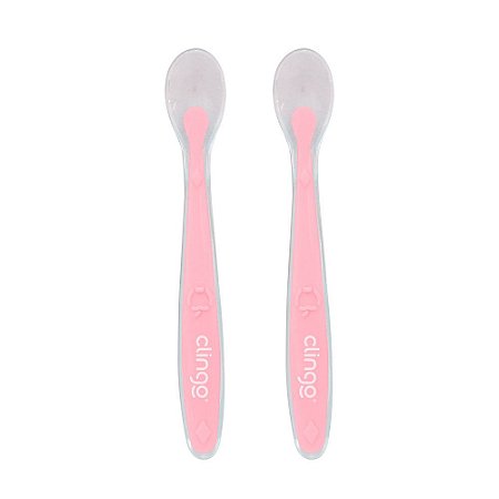 Kit 2 Colheres de silicone Premium Rosa - Clingo