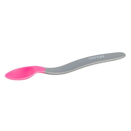 Colher de silicone ergonômica Termossensível Rosa/Cinza - Clingo