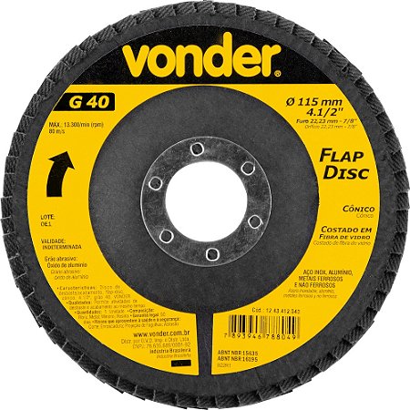 Disco  Flap Fibra 4,5" -115 x 22- G40 - OA-VONDER