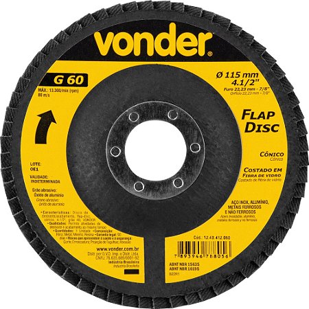 Disco  Flap Fibra 4,5" -115 x 22- G60 - OA-VONDER