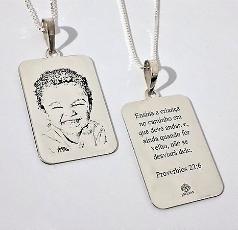 Pingente Retangular Personalizado - Prata