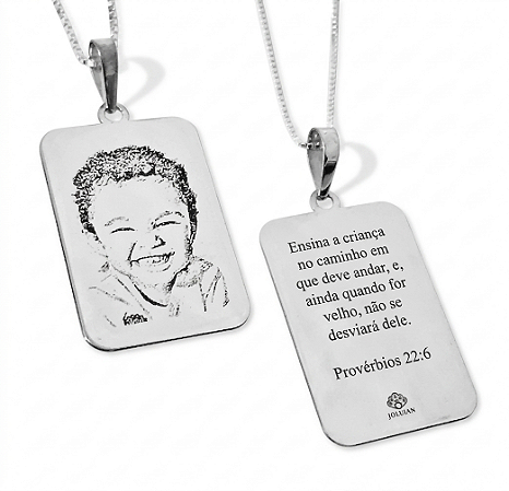 Pingente Retangular Personalizado - Prata