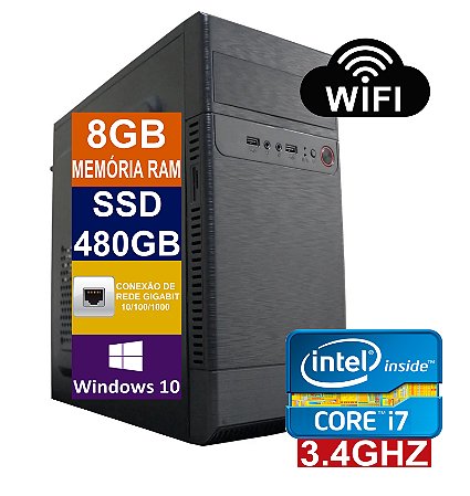 Computador Intel Core I7 3770 - 8GB RAM - SSD 480GB - 500W - Tech Power Shop