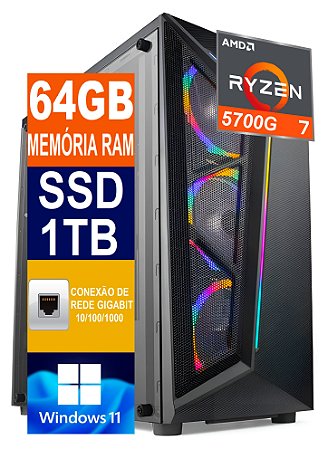 Pc Gamer Completo Amd Ryzen 5 5600g 16gb Vega 7 Hd 1tb