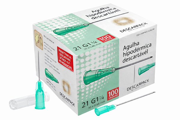 Agulha Hipodérmica Descartável 30x0,80MM (21Gx1 1/4) - Descarpack