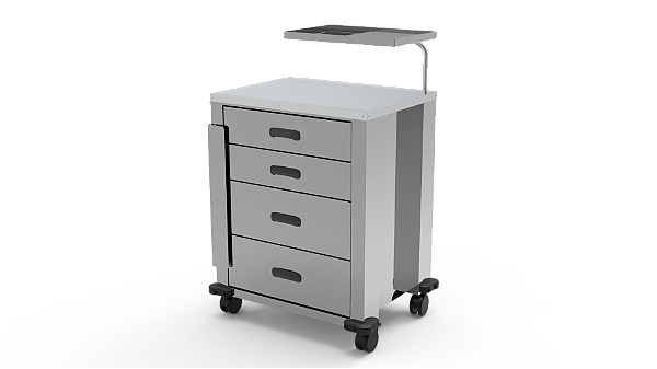 Carro de Medicamento/ Emergência Totalmente em Aço Inox C/ 4 Gavetas - Sanitas Móveis