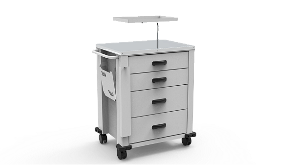 Carro de Medicamento/ Emergência Branco C/ 4 Gavetas - Sanitas Móveis