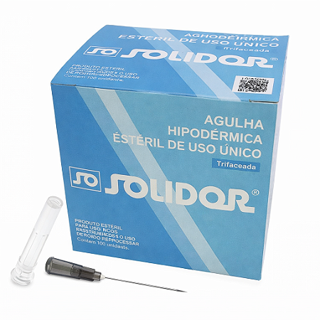 Agulha Hipodérmica Descartável 30x0,70MM (22Gx1 1/4) - Solidor