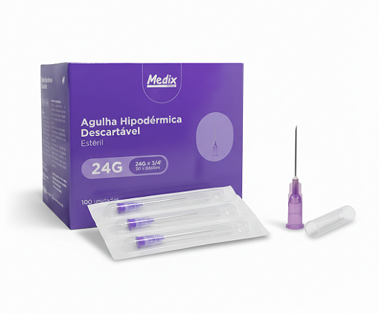 Agulha Hipodérmica Descartável 20x0,55MM (24Gx3/4) - Medix