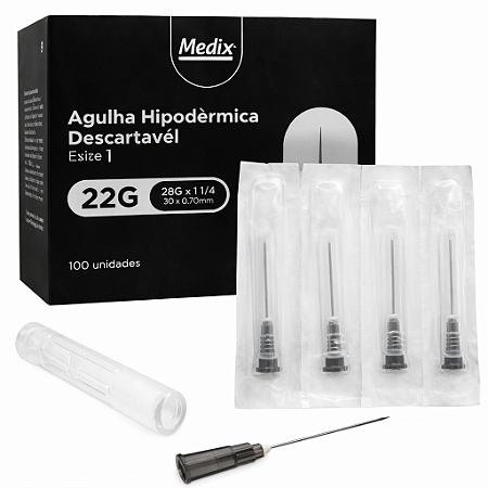 Agulha Hipodérmica Descartável 30x0,70MM (22Gx1 1/4) - Medix