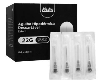 Agulha Hipodérmica Descartável 30x0,70MM (22Gx1 1/4) - Medix