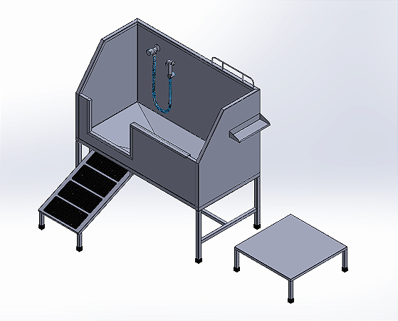 Banheira de Inox com Rampa e Ducha - Sanitas Móveis