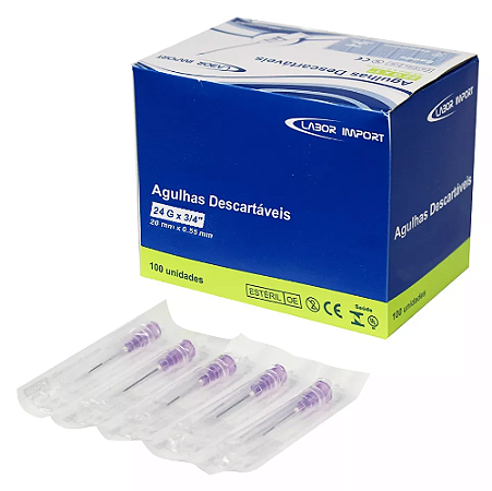 Agulha Hipodérmica Descartável 20x0,55MM (24Gx3/4) - Labor Import