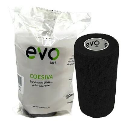 Bandagem Elástica Coesiva Adesiva Preta 10cmx4,5m - Evo Tape