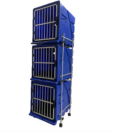 Canil Empilhável 3 Módulos Para Pet Shop Azul - Minag
