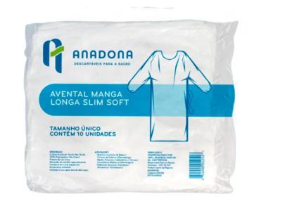 Avental Descartável 20G Manga Longa Especial C/10 Unidades - Anadona