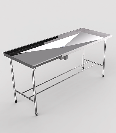 Mesa Veterinária Para Necrópsia Pequena em Aço Inox Com Vinco e Borda - Sanitas Móveis