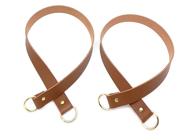 Alça de ombro caramelo com argola dourada