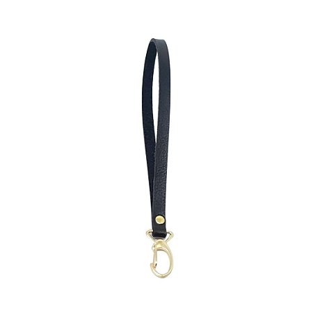 Alça de mão na cor preta com mosquetão dourado