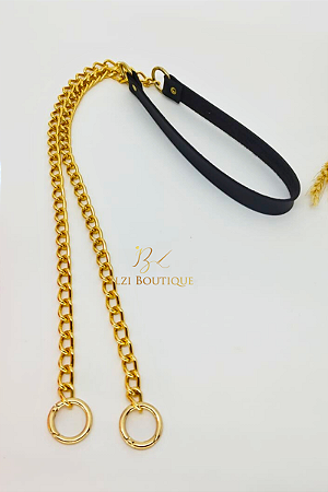 Alça tiracolo de corrente dourada e montana preto