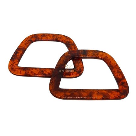 Alça de Resina Trapézio Arredondado - Tartaruga (o par)