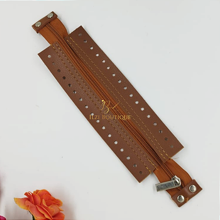 Fecho zíper níquel - caramelo - 20cm