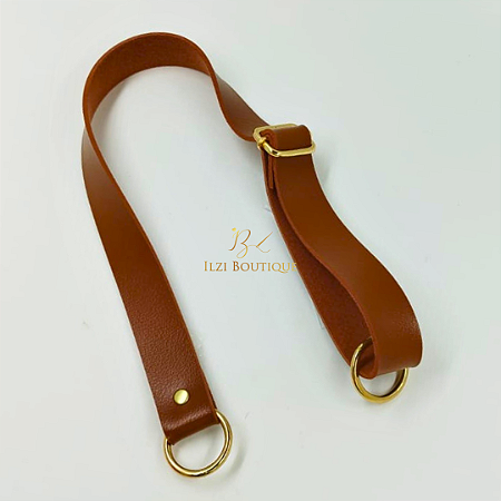 Alça de ombro regulável caramelo c/ argola dourado