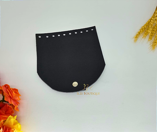Aba preta c/ botão níquel
