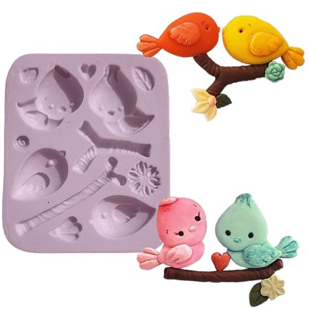 Forma de Silicone - Jardim Encantado Passarinhos