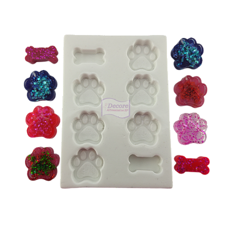 Forma de Silicone - Kit Patinha e Ossinho 8 cav