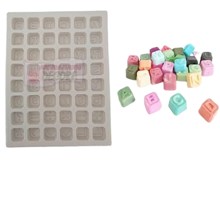 Forma de Silicone - Alfabetos e Numeros 48 cav
