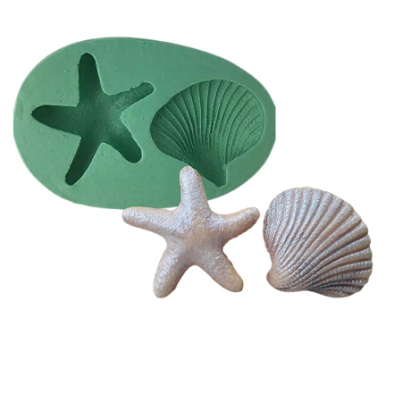 Forma de Silicone - Estrela e Concha 2 cav