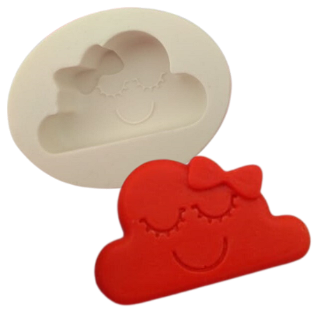 Forma de Silicone - Nuvem Chuva De Amor com Laço