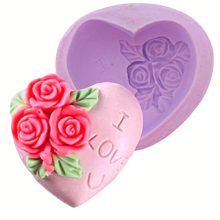 Forma de Silicone - Coração Flor I Love You