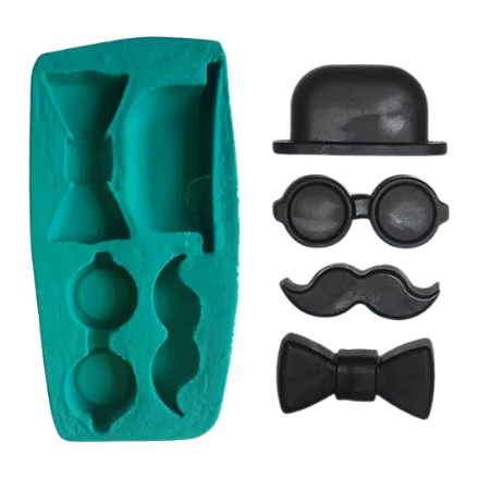 Forma de Silicone - Kit Pai Bigode Gravata Óculos Chapéu