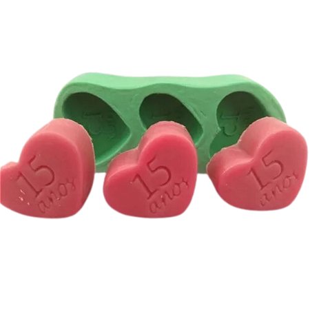 Forma de Silicone - Coração 15 anos 3 cav