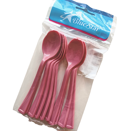 Kit Colher Rosa 13 Cm - 10 Pc