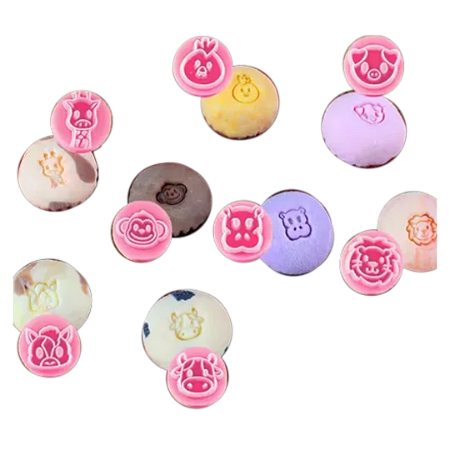 Kit Carimbos Animais Rosa Bebê - 9 Pc