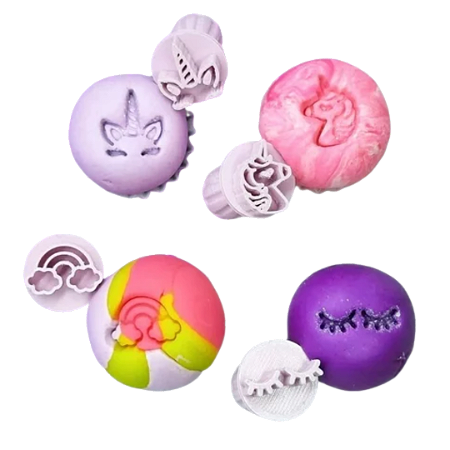 Kit Carimbos Unicórnio Rosa Bebê (2 Cm) - 7 Pc
