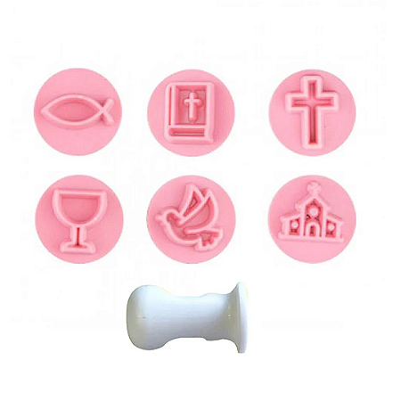 Kit Carimbos Batizado Rosa Bebê (2 Cm)  - 7 Pc