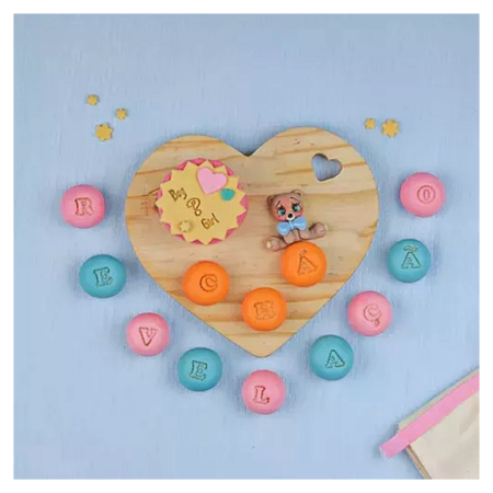 Kit Carimbos Letras Fofas Rosa Bebê (2 Cm) - 33 Pc