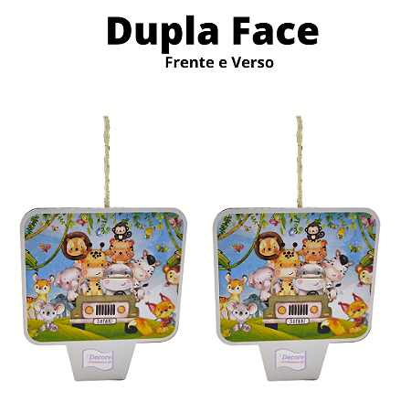 Vela Dupla Face Animais Safari - Quadrada