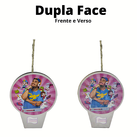Vela Dupla Face Luccas Neto Rosa - Redonda