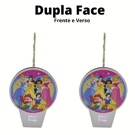Vela Dupla Face Princesas Mod2 - Redonda