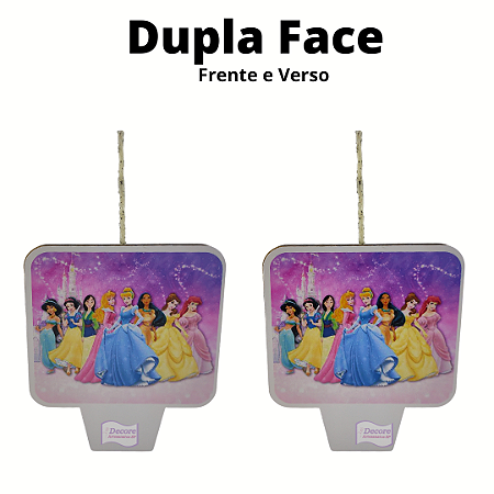Vela Dupla Face Princesas Mod1 - Quadrada