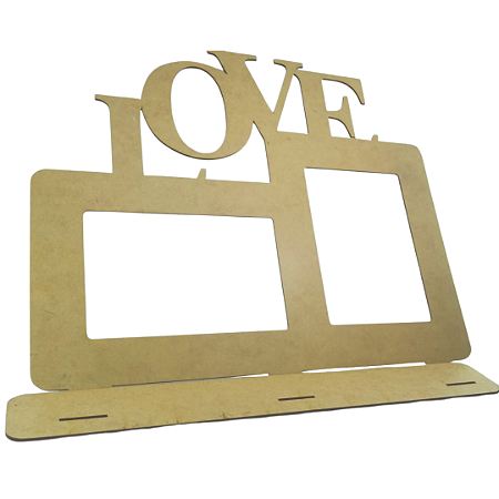 Porta Retrato Love 2 fotos MDF Cru mod 2